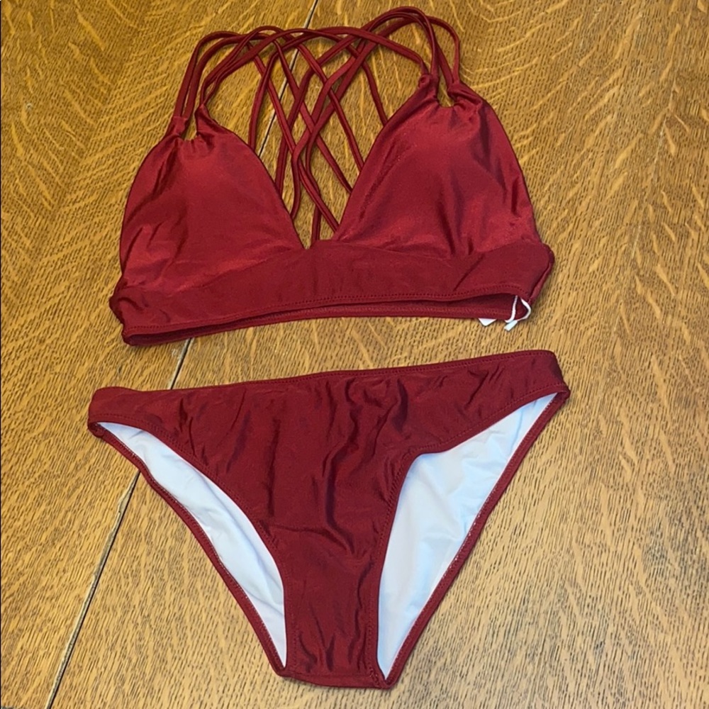 Maroon two-piece swim suit from Cupshe